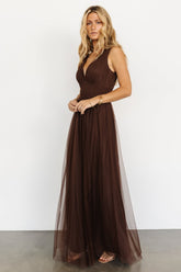 Kamila Tulle Maxi Dress | Espresso